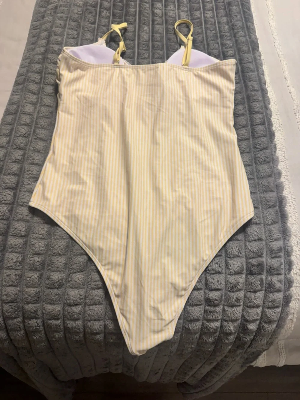 Yellow & white striped one-piece swimsuit 💛